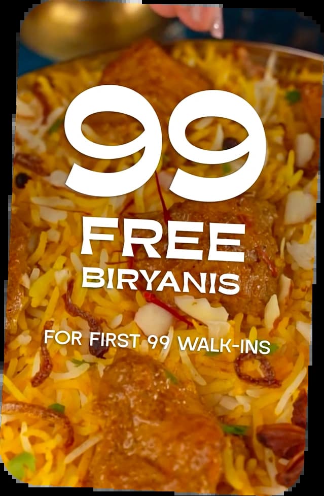 Serving now biryani platter card